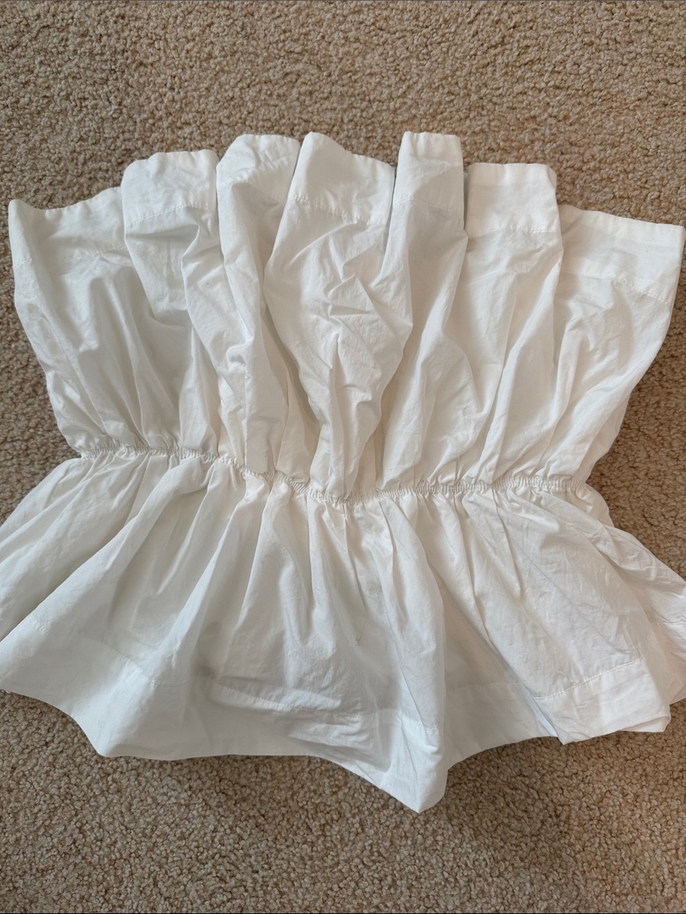 Anthropologie White Ruffled Strapless Peplum Top - Picture 2 of 5